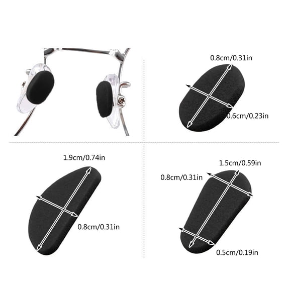 Clearance Under $1.29! 8PAIRS Eyeglass Nose Pads, Self-Adhesive Foam Anti-Slip Grips for Sunglasses & Glasses, EVA, for Optical Frames, (One Size, Black)