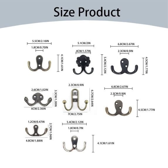 Clearance Under $1.39! 1PC Double Fork Coat Hook, Wall Mounted Antique Brass Hook for Hats & Towels, Metal, for Entryway & Bathroom, (One Size, Nickel)