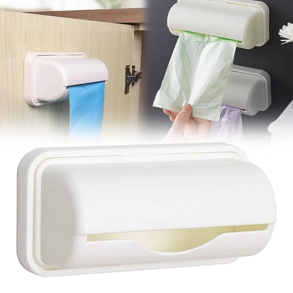 Clearance Under $1.46! Wall Mounted Trash Bag Dispenser, PP Plastic Bag Organizer No-Drill Holder, Garbage Bag Roll Dispenser for Kitchen and Laundry Room