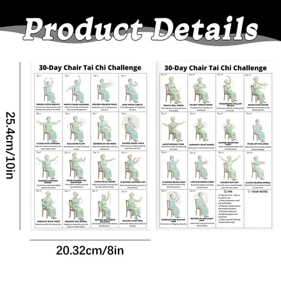 Clearance Under $1.49! 1PC 30-Day Chair Exercise Challenge Chart, Seated Workout Poster for Seniors & Beginners, Frameless Fitness Guide, Paper, for Home Gym, 25.4x20.3cm, White