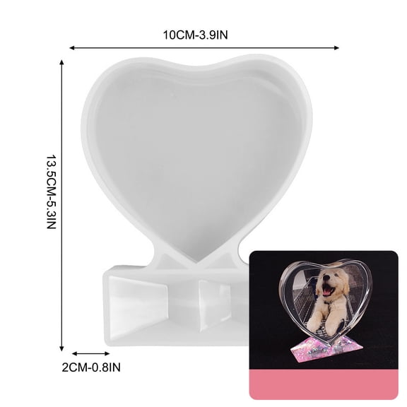 Clearance Under $1.49! 1PC Silicone Photo Frame Mold, Resin Casting Mould for Heart Shape Picture Frames, Silica Gel, for DIY Crafts & Gifts, (One Size, Clear)