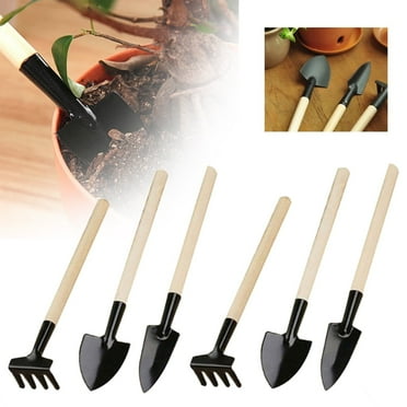 Clearance under $1 6 Pcs Garden tools Mini Gardening Kit Plant Potted Flower Gadget Wooden Handles for Transplanting Seedlings Cultivating and Weeding Flowers and Vegetable Seedlings