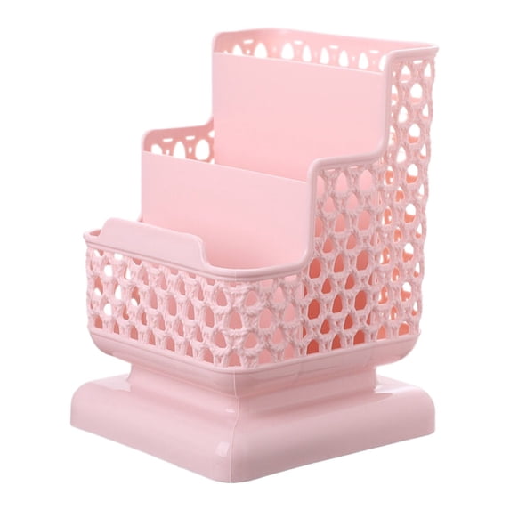 Clearance Under $1.74! 1PC 3-Compartment Desk Organizer, Hollow Design Storage Box for Stationery & Supplies, Plastic, for Home & Office, (One Size, Pink)
