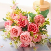 Clearance Under $1 Boovnll Artificial Flowers, Fake Peonies Rose UV Resistant Silk Flowers, Lifelike Bouquet, No Fade, Fake Flowers for Wedding, Party, DIY Tables Centerpiece Decor, Fake Flowers