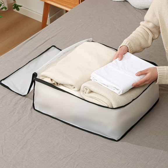 Clearance Under $1 Boovnll Under Bed Storage Containers 16x12x8" Foldable Large Capacity Underbed Storage with Zippers for Blankets Towels Comforter Sweaters Pillows Sheets Under Bed Storage