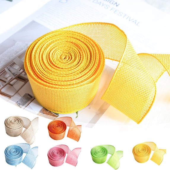 Clearance Under $1 Boovnll Easter Ribbon, 2" 5.5 Yards Solid Color Ribbon for Easter Wreath Easter Tree Crafting Gifts Wrapping Christmas DIY Party Decor, Easter Decorations