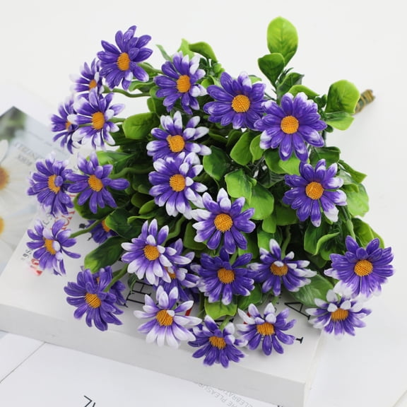 Clearance Under $1 Boovnll Fake Flowers - Fake Daisies Bouquet UV Resistant Lifelike Silk Flowers, No Fade, Fake Flowers for Wedding, Party, DIY Tables Centerpiece Decor, Artificial Flowers