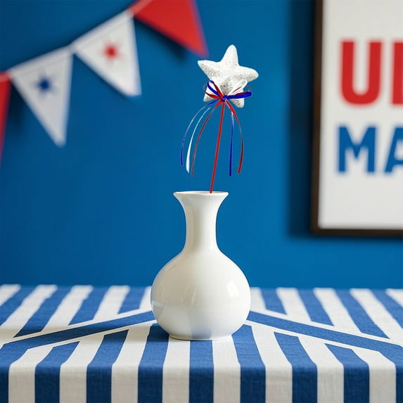 Clearance Under $1 Boovnll Patriotic Stars Stems, Artificial White Blue Red Stars Stems 4th of July Table Decorations for Home, Dining Table Centerpiece Decor, 4th of July Decorations