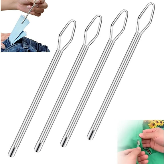 Clearance Under $1 DIY Rope Threader Clip Drawstring Threader Tool Set Stainless Sewing Loop Turner Hooks with Easy Rope Threader Clips for Jackets Coats Pants Hoodies Shorts Sweaters B