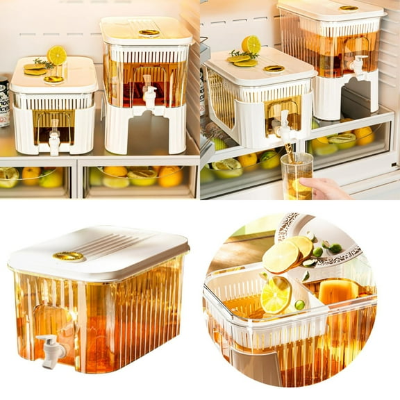 Clearance 1 Gallon Clear Beverage Dispenser For Fridge Premium Plastic Small Iced Water Jug Holder With Filter Spout Spigot Refrigerator Drinks Container For Parties Juice Pitcher B