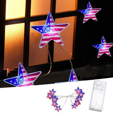 Clearance under $1 Memorial Day String Lights 4 of July Festive Decoration LED String Lights Battery Powered LED String Lights With Remote Control 4 of July Decorative Stripes