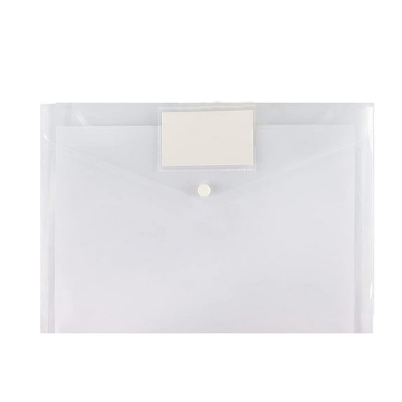 1 Pack Plastic Envelopes Poly Envelopes Sooez Clear Document Folders US Letter A4 Size File Envelopes With Label Pocket & Snap Button For Organization Assorted