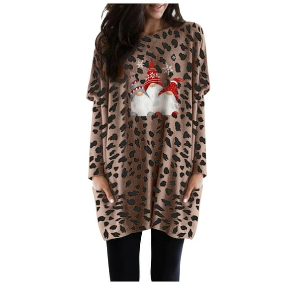 under 10.00 LYXSSBYX Christmas Dresses Women Plus Size Plus Size Women Long Sleeve Christmas Printed O-Neck Tops Tee T-Shirt Blouse