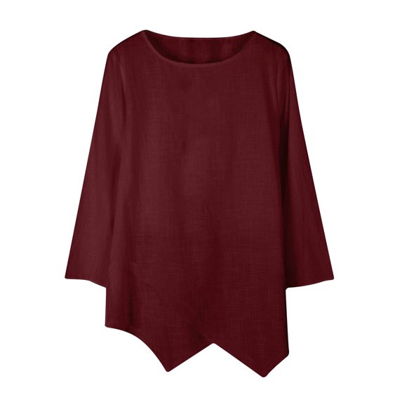 Clearance under 10.00 LYXSSBYX Womens Long Sleeve Dress Hot Sale Clearance Fashion Woman Long Sleeve Round Neck Solid Blouse Autumn Causal Pullover Tops