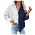 thumbnail image 1 of Clearance under 10.00 LYXSSBYX Womens Long Sleeve Tops Hot Sale Clearance Women's Pockets Buttons Long Sleeve Tops Outwear Pachwork Turn-down Collar Jacket Coat, 1 of 9