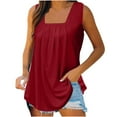 thumbnail image 1 of under 10.00 LYXSSBYX Womens Shirts Short Sleeve Plus Size Women's Fashion Solid Color Square Neck Comfor table Loose T-Shirt Sleeveless Blouse Casual Tops, 1 of 6
