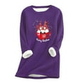 thumbnail image 1 of under 10.00 LYXSSBYX Womens Tops Long Sleeve Women Thick Fleece Sweatshirt Long Sleeve Print Velvet Warm Round Neck Underwear Tops, 1 of 5