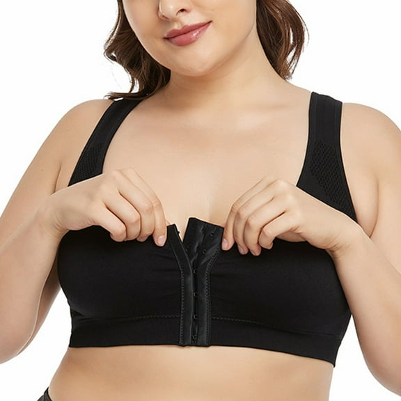 qolati Women Wireless Bra Front Closure Adjustable Straps Seamless Sports Bars Comfortable Breathable Plus Size Everyday Sleep Bra