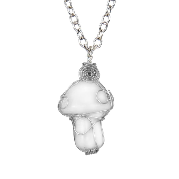 Under 10! Gmogad Mushroom Necklace for Women, 925 Sterling Silver Mushroom Crystal Pendant Necklace Colorful Stone Mushroom Choker, Vintage Natural Crystal Pendant