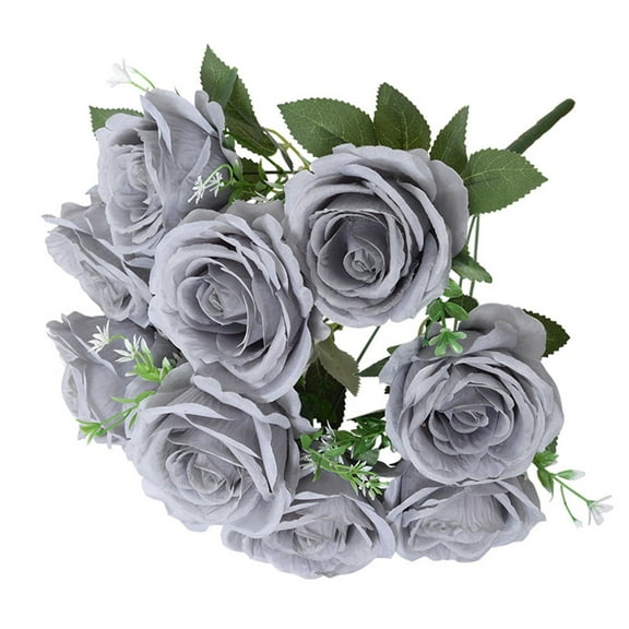 Clearance Under $10 Artificial flowers, 10 Head Artificial Roses Valentine Rose Bouquet Holiday Wedding Arrangement Decorative Flower Branch Home Vase Filler Rose Flower