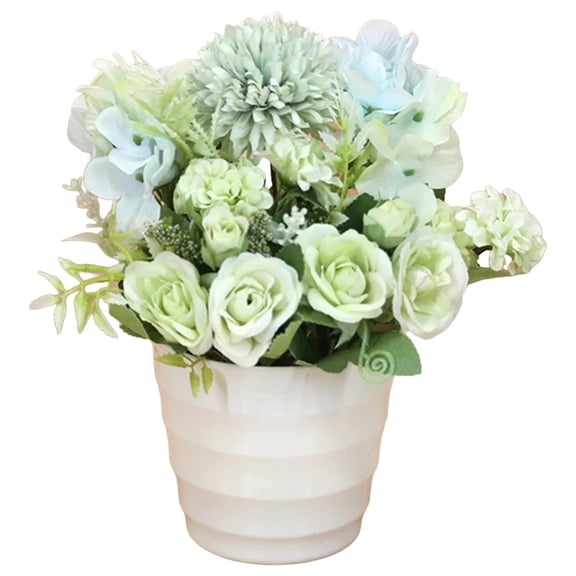 Clearance Under $10 Artificial flowers, 9.45" Potted Artificial Rose/ Peony/ Chrysanthemum Flowers Bonsai Flowers In Plastic Pot Flower Arrangements For House Restaurant Table Centerpieces Wind