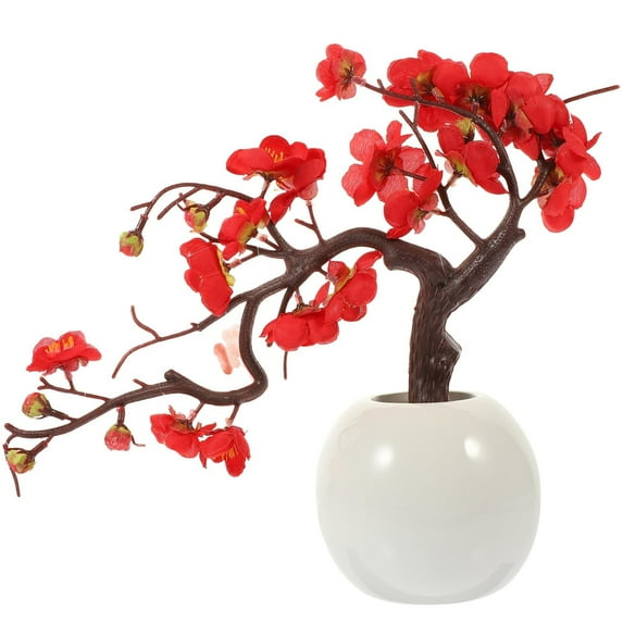 Clearance Under $10 Artificial flowers, Artificial Flowers Wiht Pot Artificial Flowers Kit With Planter Chinese Traditional Flowers Plant Potted Decor For Home Store Window