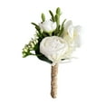 thumbnail image 1 of Clearance Under $10 Artificial flowers, Rose Boutonniere Men Wedding Flower Pin White Cloth Artificial Roses Flowers Decorations Groom Groomsman Corsage Boutonnieres For Anniversary Celebration, 1 of 9