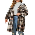 thumbnail image 1 of Autumn and Winter Plaid Jackets for Womens 2024 Plus Size Versatile And Casual Checkered Long Sleeve Shirt Top Coat Button Jacket With Pockets, 1 of 9