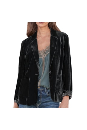 Women's Jacket Coat Long Sleeve Cozy Retro Velvet Cardigan Winter Fashion Top Suit Collar Lightweight Plus Size Solid Color Shacket Jacket Casual Black L
