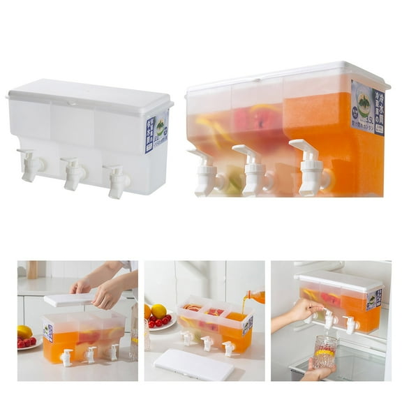 Clearance Under $10 Cold Water Bottle With Faucet Lemonade Cool Bucket Ice Fruit Box Plastic Beverage Dispenser With Spigot 1 Gallon 3.5 Liters Contai
