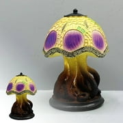 Clearance Under 10 Dollars Painting Glass Mushroom Table Lamp Stained Glass Plant Series Night Light Vintage Resin Mushroom Decorative Bedside Lamp for Bedroom Living Room Home Office Decor Gift
