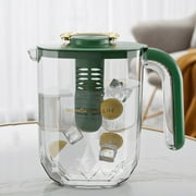 Clearance Under 10 Dollars Water Filter Pitcher with Lid, 61oz Large Capacity Cold Kettle with Ergonomic Handle, Non-Dripping Spout Water Jug for Home Party Beverage Tea Lemonade(Green)