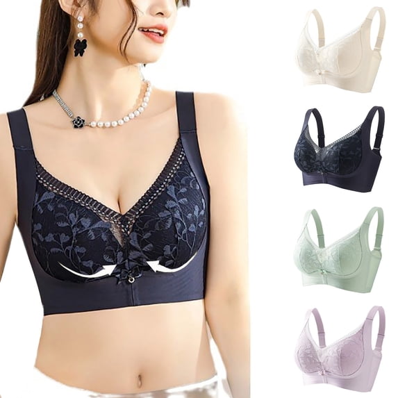 Fashion Bras for Women Full Coverage Plus Size Underwear With Large Cup Size Large Chest Small Gathering Sagging Bra Leaf Vein Lace Bra