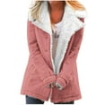 thumbnail image 1 of Fashion Winter Warm Caots for Womens Plus Size Zip Up Casual Composite Plush Button Lapels Jacket Outwear Long Sleeve Hoodless Coat, 1 of 5