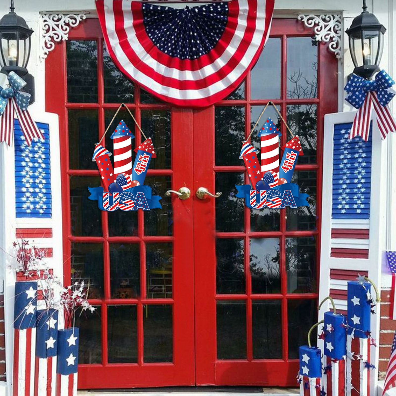 Clearance Under $10 Fourth of July Decoration Wooden Welcome Door Sign