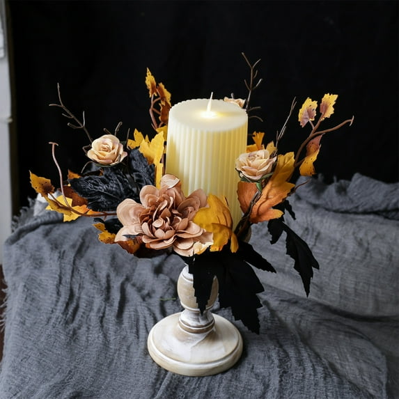 Halloween Candle Wreath - Halloween Candle Holders Aroma Wreath Circles - Halloween Decor - Haunteds House Decoration for Front Door Fireplace And Party