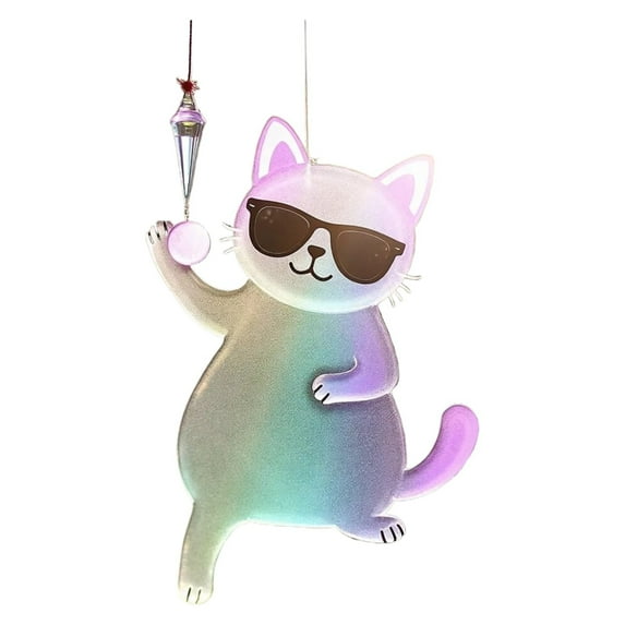 Clearance Under $10 Hangs, "Purr In " Cat MEOW TASTIC SUMMER ALERT! "Colorful Cat Handmade Garden & Home Decor Hanging Ornament Window For Indoor/Outdoor
