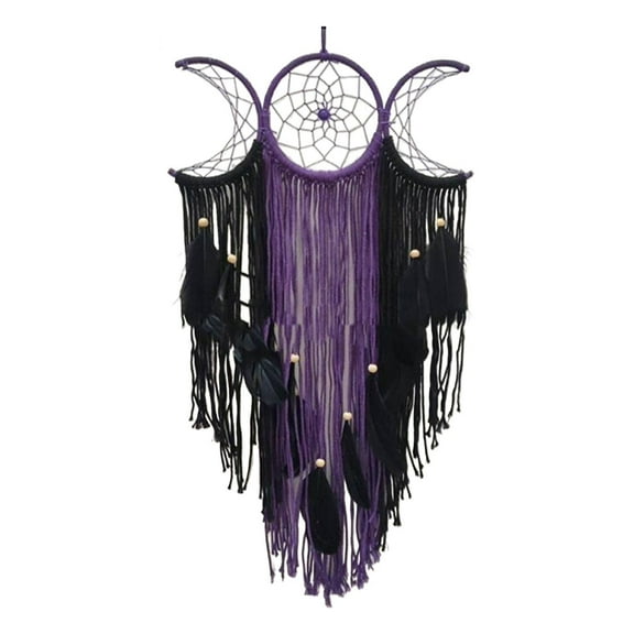 Clearance Under $10 Hangs, Triple Moon Macrame Wall Hanging Boho Art Large Wiccan Catcher Handmade Woven Tapestry Decor For Bedroom Nursery Decoration