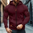 thumbnail image 1 of Hoodies for Men Long Sleeve Hooded Basic Sweatshirt Men's Cargo Solid Color Multiple Pockets Sports Ditness Training Raglan Long Sleeved Hooded Casual Jacket,Wine,L, 1 of 8