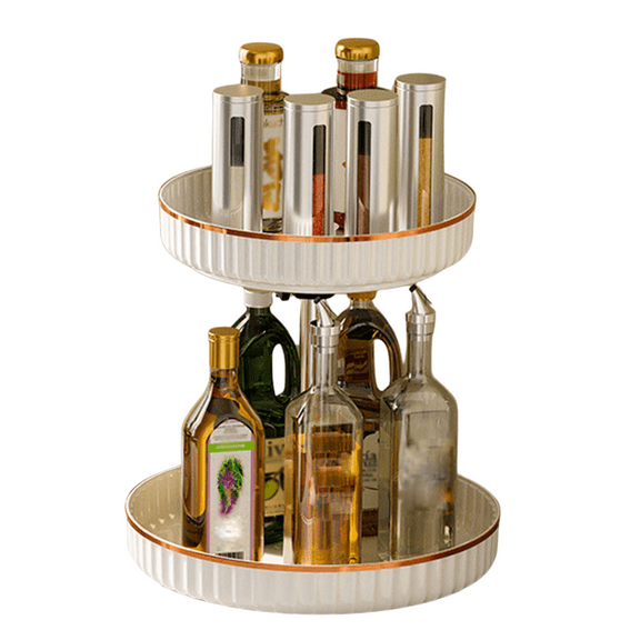 10 Inch 2-Tier Lazy Susan Turntable Organizer for Kitchen & Bathroom Storage - Rotating Spice Rack Cabinet Organizer with Shelves for Spices, Seasonings, Medicine, Cosmetics, Pantry Items