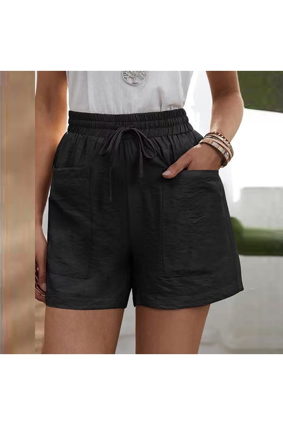 Athletic Shorts for Women, Cotton Linen High Waisted Drawstring Wide Leg Loose Running Shorts Casual Lightweight Workout Gym Shorts with Pockets