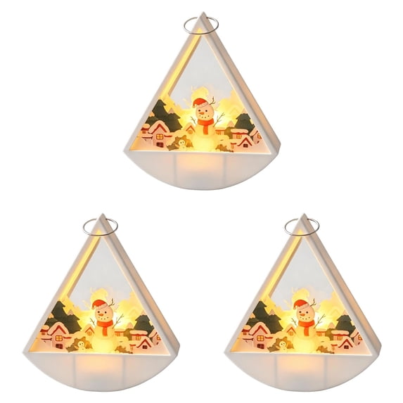 Clearance Under $10 LED Triangular Wind Light – Set of 3 Battery-Operated Flameless Christmas Candles with Warm Glow for Holiday Tabletop, Mantel & Party Decor, Style C
