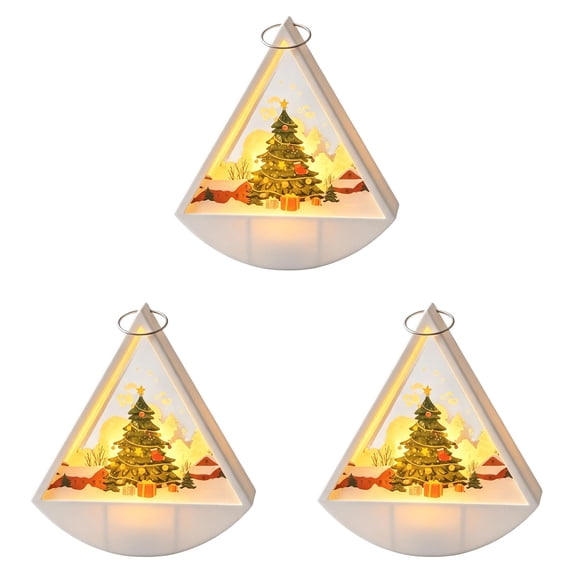 Clearance Under $10 LED Triangular Wind Light – Set of 3 Battery-Operated Flameless Christmas Candles with Warm Glow for Holiday Tabletop, Mantel & Party Decor, Style D
