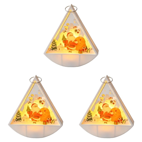 Clearance Under $10 LED Triangular Wind Light – Set of 3 Battery-Operated Flameless Christmas Candles with Warm Glow for Holiday Tabletop, Mantel & Party Decor, Style A