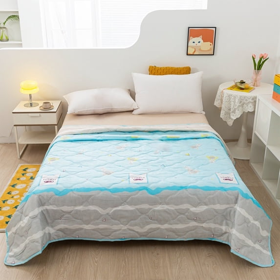 Clearance Under $10 Lilgiuy Cotton Bed Blanket Twin Cotton Thermal Blanket Lightweight Bed Throw Breathable Premium Soft Comfortable Blanket For All Season