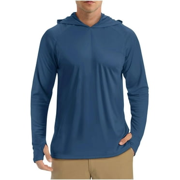 Clearance Under $10 Miqool Men's UPF 50+ Hoodie Lightweight Quick Dry Sun Shirt UV Protection Long Sleeve Rash Guard Outdoor SPF Fishing Hiking Running Swim Shirt