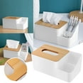 thumbnail image 1 of Clearance! Under $10 Multifunctional Desktop Tissue Box Simple Household Wooden Cover Paper Box with Compartmental Remote Control Stationery Tissue Sto, 1 of 7