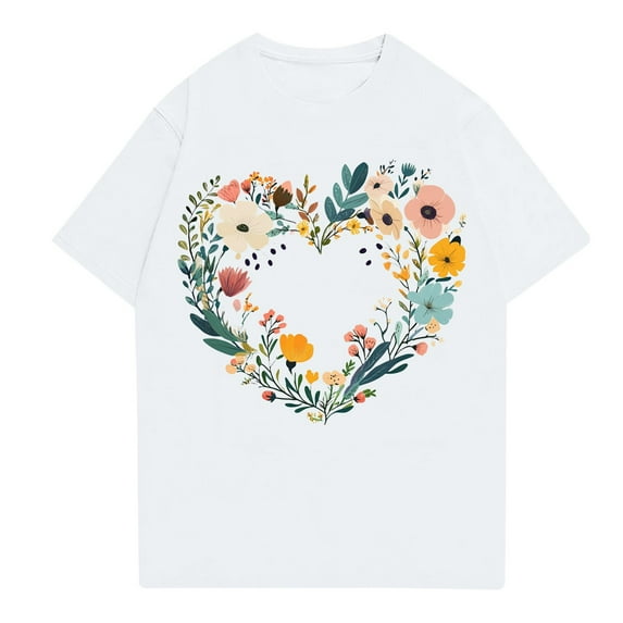 NAMTYQX Casual Tops for Women Fashion Short Sleeve Patterned Lightweight Crewneck Plus Size Muster Slack Airoft Graphic Tees for Women Trendy White Size XL