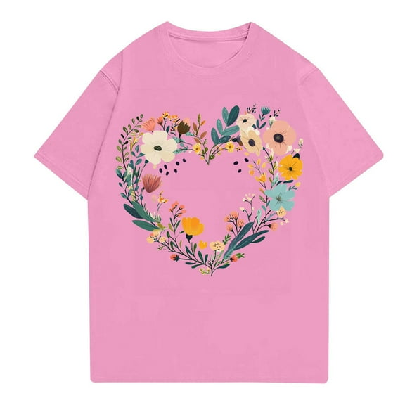 NAMTYQX Graphic Tees for Women Trendy Oversize Fashion Loose Fit Scoop Neck Short Sleeve mit Print Print Stretchy Airoft Tshirts Shirts for Women Graphic Pink Size S