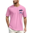 thumbnail image 1 of NAMTYQX Hawaiian Shirt for Men Slacking Casual Round Neck Light Patterned Elastic Baggy Short Sleeved Plus Size Cozy Graphic Tees for Men Pink Size M, 1 of 5